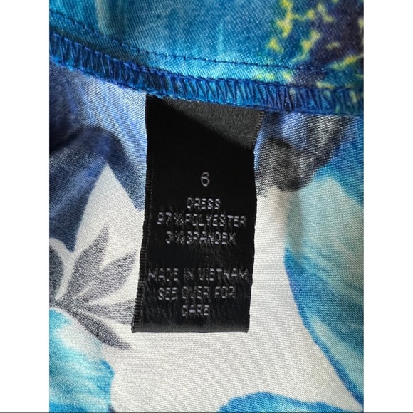 AB Studio Strapless Royal Blue and Black Floral Dress - Picture 5 of 7